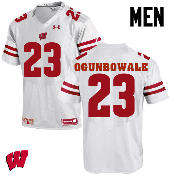 Men Wisconsin Badgers #23 Dare Ogunbowale College Football Jerseys-White - Click Image to Close